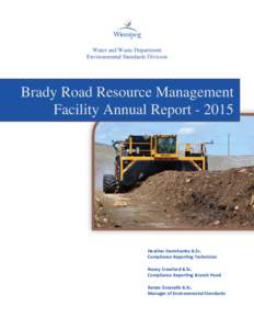 Water and Waste Department Environmental Standards Division Brady Road Resource Management Facility Annual Report