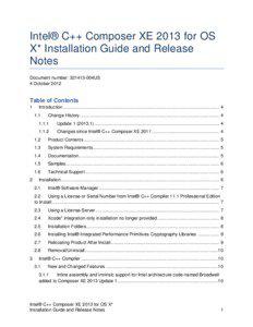 Intel® C++ Composer XE 2013 for OS X* Installation Guide and Release Notes