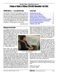 University of Hawai‘i at Ma¯noa Music Department  Friends of Music at Ma¯noa (FM-AM) Newsletter Fall 2002
