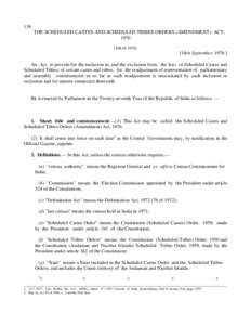THE SCHEDULED CASTES AND SCHEDULED TRIBES ORDERS (AMENDMENT)  ACT,  1976