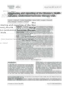 ARTICLE  Clinical Trials 2007; 4: 207–217 Monitoring and reporting of the Women’s Health Initiative randomized hormone therapy trials