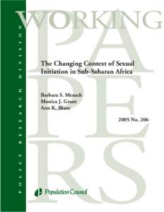 The Changing Context of Sexual Initiation in Sub-Saharan Africa