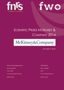 SCIENTIFIC PRIZES MCKINSEY & COMPANY 2014 OCTOBER 9, 2014  Pour tout renseignement: