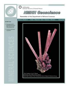 Newsletter of the Department of Mineral Sciences Volume 5, Number 4 | Rocks ∙ Meteorites ∙ Gems ∙ Volcanoes ∙ Minerals |  In this Issue
