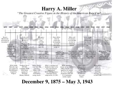 Harry A. Miller “The Greatest Creative Figure in the History of the American Race Car” 