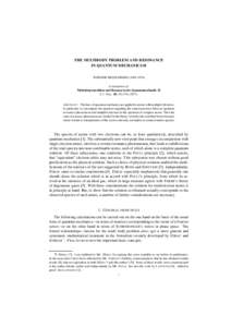 THE MULTIBODY PROBLEM AND RESONANCE IN QUANTUM MECHANICS-II WERNER HEISENBERGA translation of: Mehrk¨orperproblem und Resonaz in der Quantenmechanik -II Z. f. Phys. 40, ).