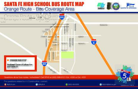 SANTA FE HIGH SCHOOL BUS ROUTE MAP Orange Route - Bus Coverage Area 605 a