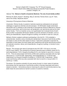 Women’s Health in Academic Medicine: The role of work-family conflict