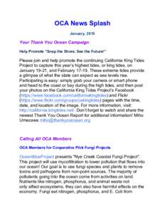 OCA News Splash January, 2015 Your Thank You Ocean Campaign Help Promote “Snap the Shore, See the Future!”