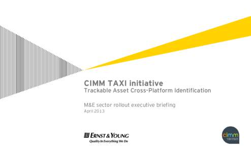 CIMM TAXI initiative  Trackable Asset Cross-Platform Identification M&E sector rollout executive briefing April 2013