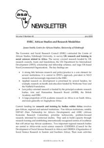 NEWSLETTER Volume 11 Number 40 JulyESRC, African Studies and Research Modalities