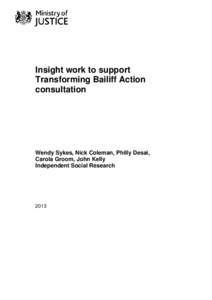 Insight work to support Transforming Bailiff Action consultation research paper