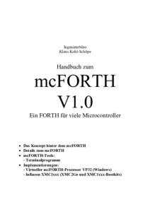 Ingenieurbüro Klaus Kohl-Schöpe Handbuch zum  mcFORTH