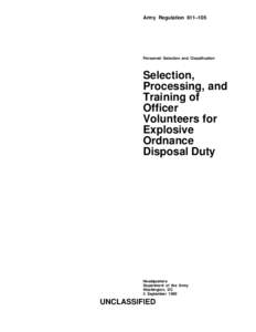 Army Regulation 611–105  Personnel Selection and Classification Selection, Processing, and