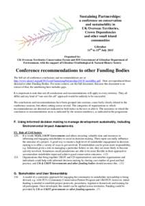 Sustaining Partnerships: a conference on conservation and sustainability in UK Overseas Territories, Crown Dependencies and other small island