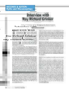 VACCINES & AUTISM: Myths and Misconceptions Interview with Roy Richard Grinker Author of Unstrange Minds: Remapping the World of Autism