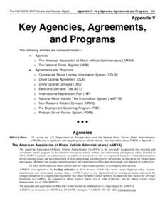 TheMVR Access and Decoder Digest  Appendix V: Key Agencies, Agreements and Programs 821