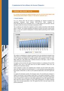 Commission de Surveillance du Secteur Financier  PRESS RELEASE 15/12  GLOBAL SITUATION OF UNDERTAKINGS FOR COLLECTIVE INVESTMENT AND SPECIALISED INVESTMENT FUNDS AT THE END OF JANUARY 2015 I. Overall situation