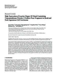 High Expression of Leucine Zipper-EF-Hand Containing Transmembrane Protein 1 Predicts Poor Prognosis in Head and Neck Squamous Cell Carcinoma