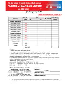 (9) Temporary Staff Please return this form by Aug 5th 2017 Category Date