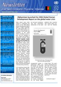 MONDAY 18 DECEMBERINSIDE THIS ISSUE: Thousands benefit two 3 deep water-wells in the Ayback city of Samangan