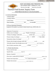 Print Form  Submit by Email HEAT EXCHANGE AND TRANSFER, INC. 500 SUPERIOR STREET, CARNEGIE PA 15106