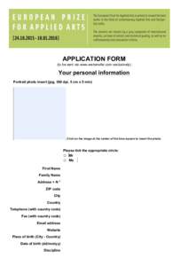    APPLICATION FORM (to be sent via www.wetransfer.com exclusively)  Your personal information