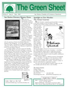 The Green Sheet Volume 8 Issue 6 JuneSan Marino Chamber of Commerce Newsletter