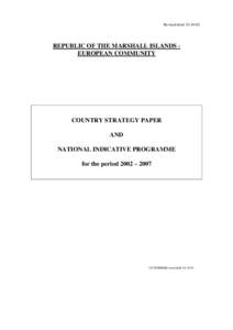 Revised draft[removed]REPUBLIC OF THE MARSHALL ISLANDS EUROPEAN COMMUNITY COUNTRY STRATEGY PAPER AND
