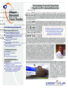 Automating Anomaly Reporting Results in 20% Annual Reduction Albert Einstein Case Study