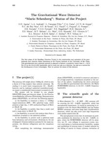 866  Brazilian Journal of Physics, vol. 32, no. 4, December, 2002 The Gravitational Wave Detector \Mario Schenberg