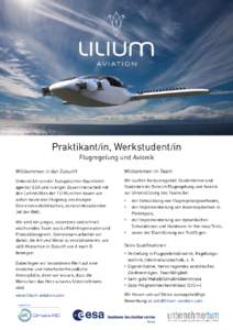 Praktikant/in, Werkstudent/in Flugregelung und Avionik Willkommen in der Zukunft Willkommen im Team