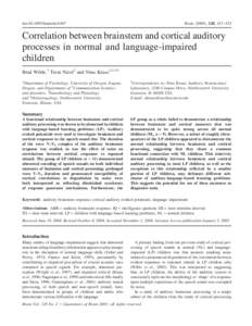 doi:brain/awh367  Brain (2005), 128, 417–423 Correlation between brainstem and cortical auditory processes in normal and language-impaired
