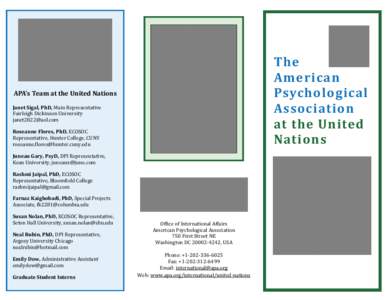 The American Psychological Association at the United Nations