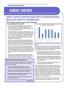 NOVEMBER/DECEMBEROHIC NEWS OHIC ISSUES STATUS REPORT ON BEHAVIORAL HEALTH PARITY OVERSIGHT Full market conduct exam on parity expected