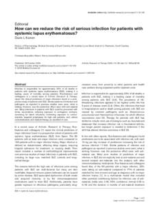 Available online http://arthritis-research.com/content[removed]Editorial How can we reduce the risk of serious infection for patients with systemic lupus erythematosus?
