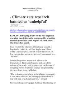 ITER Forum Website update 6/14 B.J.GreenClimate rate research banned as ‘unhelpful’