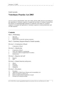 Veterinary Practice Act 2003
