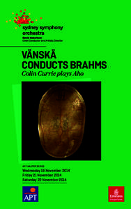 Concerto / Osmo Vänskä / Lahti Symphony Orchestra / Johannes Brahms / Flute concerto / Piano concerto / Music / Classical music / Kalevi Aho