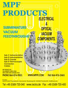 MPF PRODUCTS SUBMINIATURE VACUUM FEEDTHROUGHS