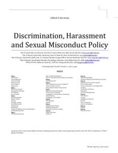 Discrimination, Harassment & Sexual Misconduct Policy – Alfred University  0 of 16 Alfred University