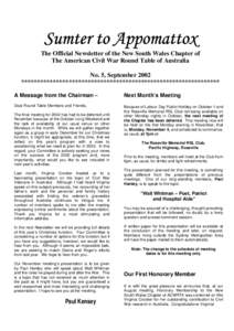 Sumter to Appomattox Newsletter No 5 - Sep 2002