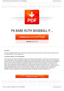 BOOKS ABOUT PA BABE RUTH BASEBALL PA STATE TOURNAMENT  Cityhalllosangeles.com PA BABE RUTH BASEBALL P...