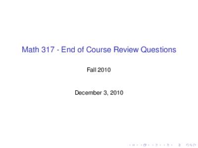 MathEnd of Course Review Questions Fall 2010 December 3, 2010  Questionsec / 30 sec)