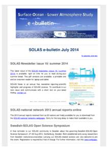 SOLAS e-bulletin Issue July 2014