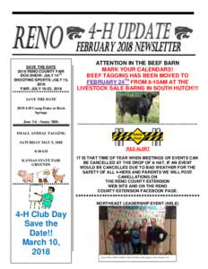 SAVE THE DATE 2018 RENO COUNTY FAIR DOG SHOW: JULY 14TH SHOOTING SPORTS: JULY 15, 2018 FAIR: JULY 18-23, 2018