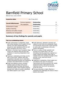 Barnfield Primary School Silkstream Road, London, HA8 0DA Inspection dates  26–27 June 2013