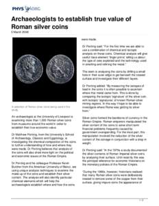 Archaeologists to establish true value of Roman silver coins