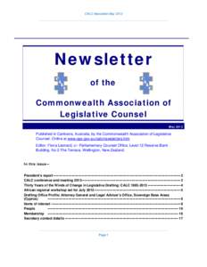 CALC Newsletter May 2012 ____________________________________________________________________________ Newsletter of the Commonwealth Association of