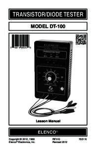 TRANSISTOR/DIODE TESTER MODEL DT-100 Lesson Manual  ELENCO®